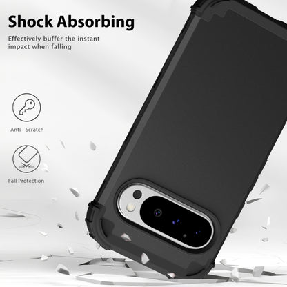 For Google Pixel 9 Pro 3 in 1 Silicone Hybrid PC Shockproof Phone Case(Black) by buy2fix