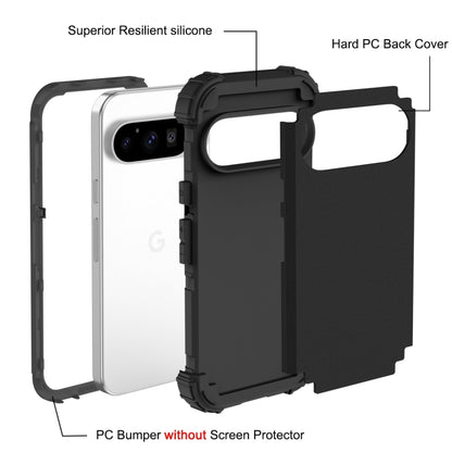 For Google Pixel 9 Pro 3 in 1 Silicone Hybrid PC Shockproof Phone Case(Black) by buy2fix