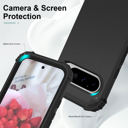 For Google Pixel 9 Pro 3 in 1 Silicone Hybrid PC Shockproof Phone Case(Black) by buy2fix