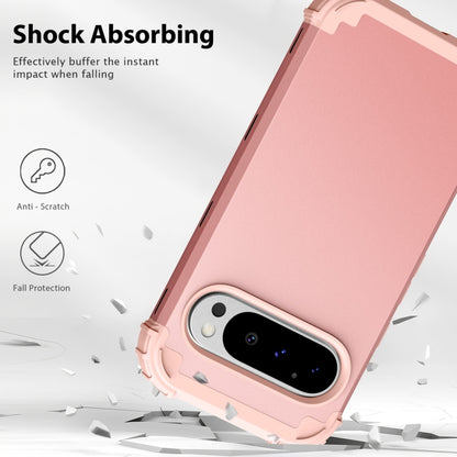 For Google Pixel 9 Pro 3 in 1 Silicone Hybrid PC Shockproof Phone Case(Rose Gold) by buy2fix