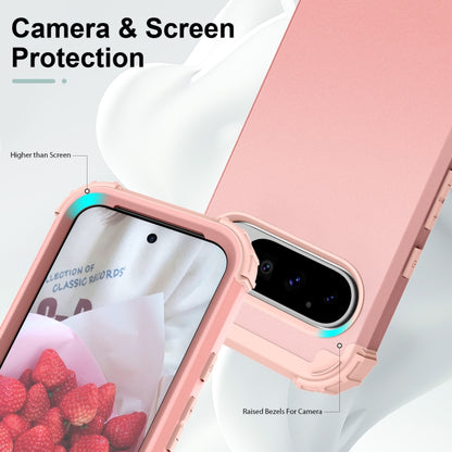 For Google Pixel 9 Pro 3 in 1 Silicone Hybrid PC Shockproof Phone Case(Rose Gold) by buy2fix