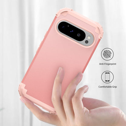For Google Pixel 9 Pro 3 in 1 Silicone Hybrid PC Shockproof Phone Case(Rose Gold) by buy2fix