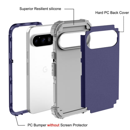For Google Pixel 9 Pro 3 in 1 Silicone Hybrid PC Shockproof Phone Case(Blue) by buy2fix
