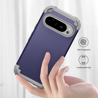For Google Pixel 9 Pro 3 in 1 Silicone Hybrid PC Shockproof Phone Case(Blue) by buy2fix