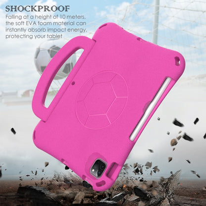 For iPad Pro 11 2018/2020/2021/2022 Handle Football Shaped EVA Shockproof Tablet Case(Rose Red) - More iPad Cases by buy2fix | Online Shopping UK | buy2fix