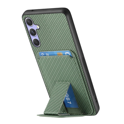 For Samsung Galaxy S25+ 5G Carbon Fiber Card Bag Fold Stand Phone Case(Green) by buy2fix