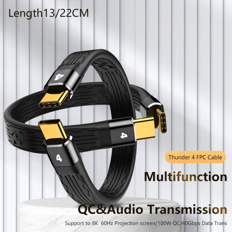 22cm Thunderbolt 4 USB-C / Type-C Male to Male PD 100W Charge FPC Data Cable - USB-C & Type-C Cable by buy2fix | Online Shopping UK | buy2fix
