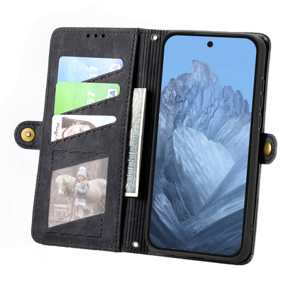 For Google Pixel 9 Geometric Zipper Wallet Side Buckle Leather Phone Case(Black) by buy2fix