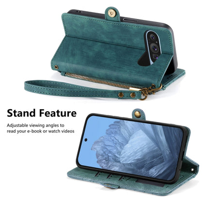 For Google Pixel 9 Geometric Zipper Wallet Side Buckle Leather Phone Case(Green) by buy2fix