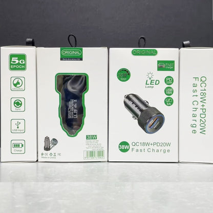 P19 Metal PD20W USB-C + QC18W USB Car Charger with Type-C to 8 Pin Date Cable(Black) by buy2fix