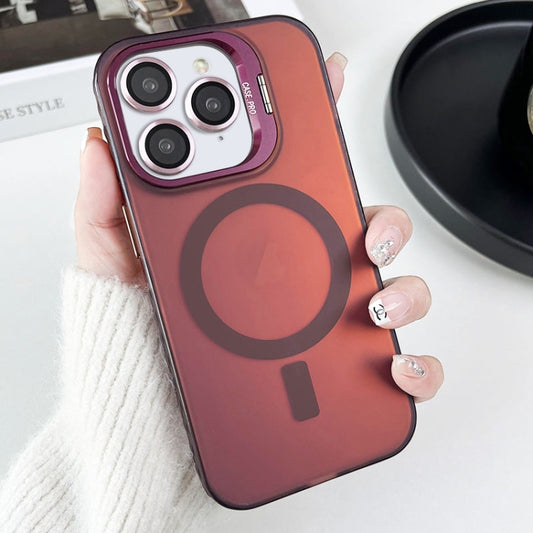 For iPhone 11 Pro Max Lens Holder MagSafe PC Hybrid TPU Phone Case(Red) by buy2fix