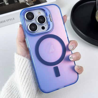 For iPhone 15 Pro Lens Holder MagSafe PC Hybrid TPU Phone Case(Blue) - iPhone 15 Pro Cases by buy2fix | Online Shopping UK | buy2fix