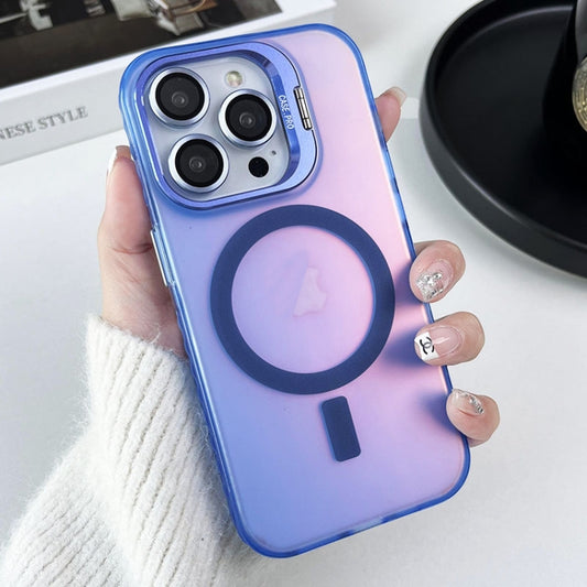 For iPhone 15 Pro Lens Holder MagSafe PC Hybrid TPU Phone Case(Blue) - iPhone 15 Pro Cases by buy2fix | Online Shopping UK | buy2fix
