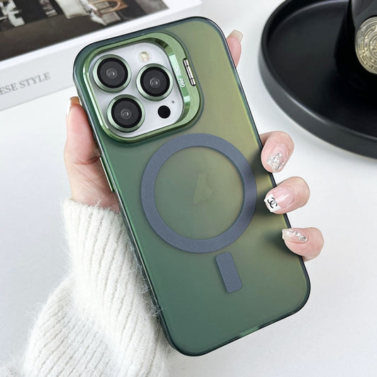 For iPhone 15 Pro Lens Holder MagSafe PC Hybrid TPU Phone Case(Green) - iPhone 15 Pro Cases by buy2fix | Online Shopping UK | buy2fix