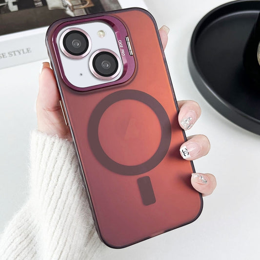 For iPhone 15 Plus Lens Holder MagSafe PC Hybrid TPU Phone Case(Red) - iPhone 15 Plus Cases by buy2fix | Online Shopping UK | buy2fix