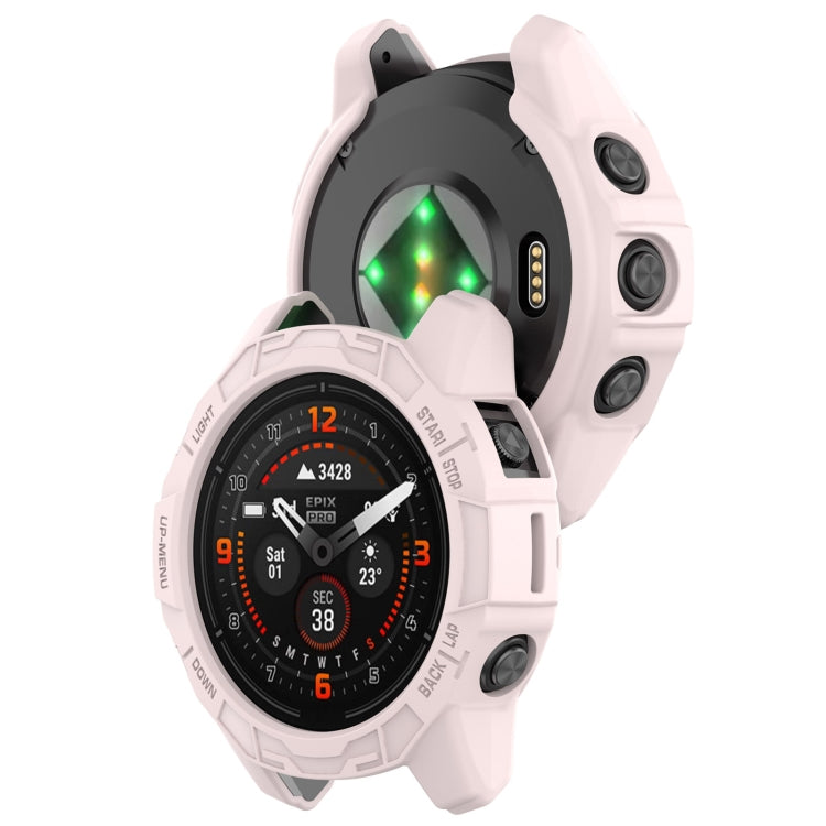 For Garmin Quatix 7 Pro Armored Hollow Half Pack TPU Watch Protective Case(Pink) - Watch Cases by buy2fix | Online Shopping UK | buy2fix