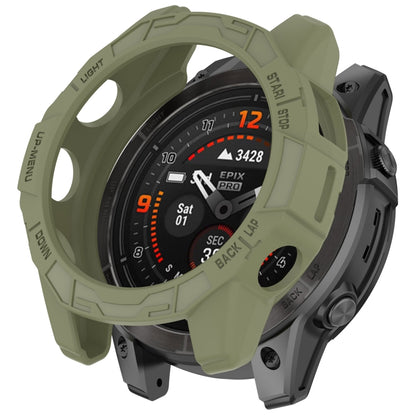 For Garmin Quatix 7 Pro Armored Hollow Half Pack TPU Watch Protective Case(Green) - Watch Cases by buy2fix | Online Shopping UK | buy2fix