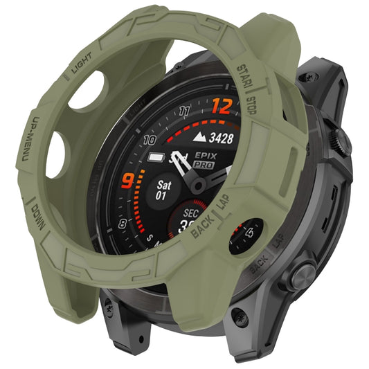 For Garmin Quatix 7 Pro Armored Hollow Half Pack TPU Watch Protective Case(Green) - Watch Cases by buy2fix | Online Shopping UK | buy2fix