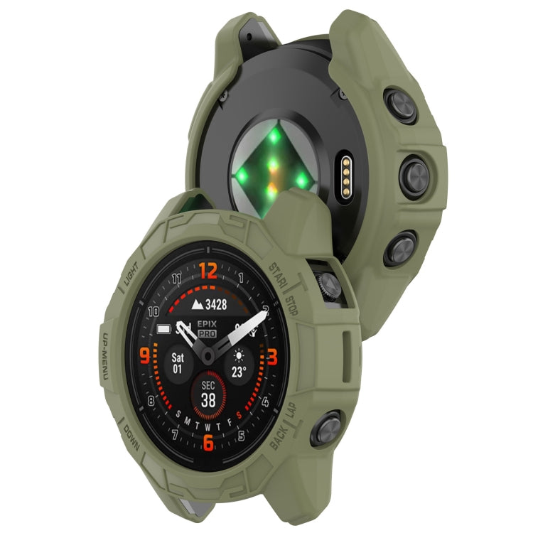 For Garmin Quatix 7 Pro Armored Hollow Half Pack TPU Watch Protective Case(Green) - Watch Cases by buy2fix | Online Shopping UK | buy2fix