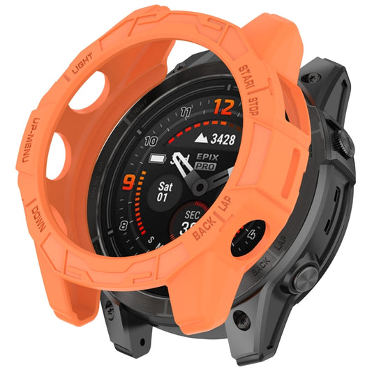 For Garmin Quatix 7 Pro Armored Hollow Half Pack TPU Watch Protective Case(Orange) - Watch Cases by buy2fix | Online Shopping UK | buy2fix