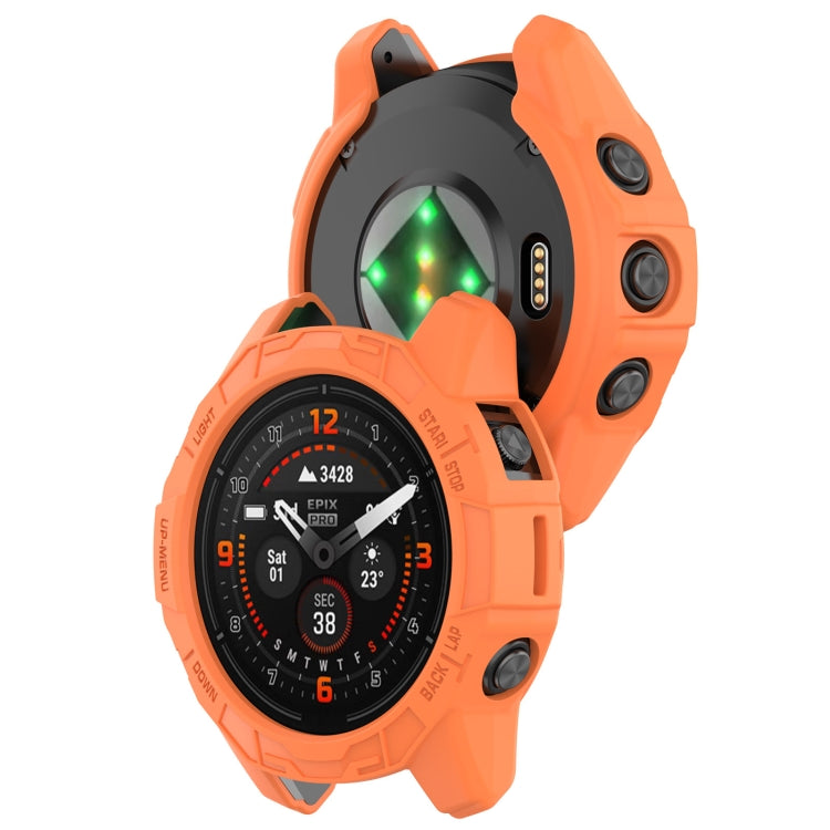 For Garmin Quatix 7 Pro Armored Hollow Half Pack TPU Watch Protective Case(Orange) - Watch Cases by buy2fix | Online Shopping UK | buy2fix