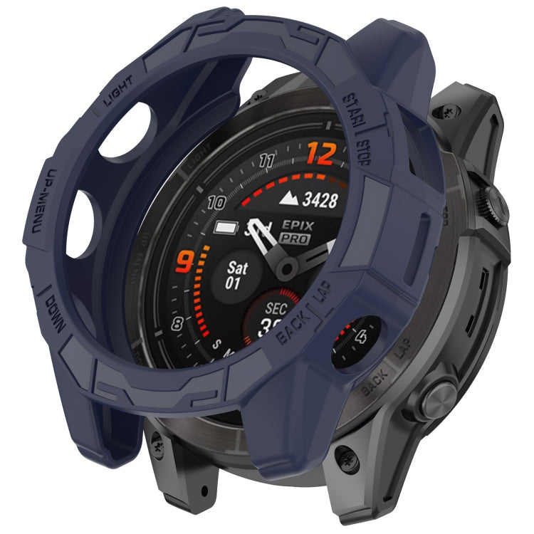 For Garmin Quatix 7 Pro Armored Hollow Half Pack TPU Watch Protective Case(Blue) - Watch Cases by buy2fix | Online Shopping UK | buy2fix