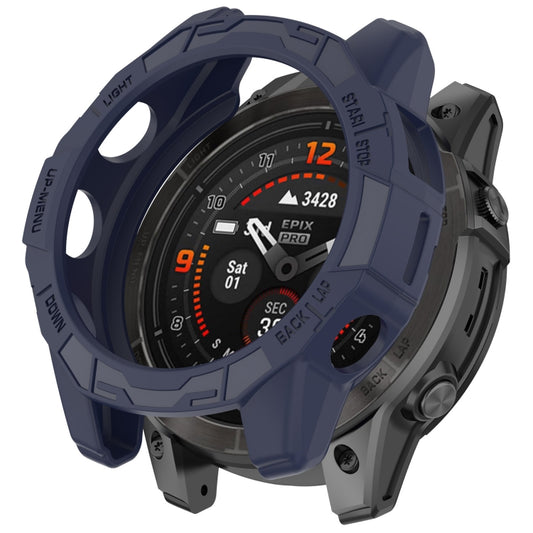 For Garmin Quatix 7 Pro Armored Hollow Half Pack TPU Watch Protective Case(Blue) - Watch Cases by buy2fix | Online Shopping UK | buy2fix
