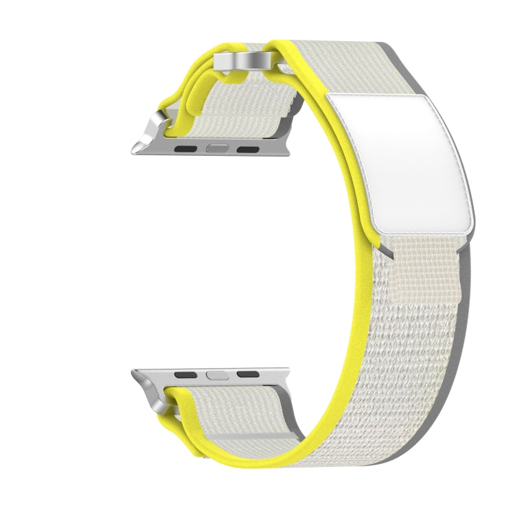 For Apple Watch Ultra 2 49mm Double Hook and Loop Faster Nylon Watch Band(Yellow + Beige) by buy2fix