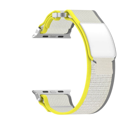 For Apple Watch Ultra 49mm Double Hook and Loop Faster Nylon Watch Band(Yellow + Beige) by buy2fix