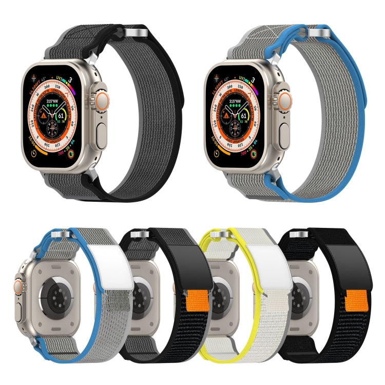 For Apple Watch Ultra 49mm Double Hook and Loop Faster Nylon Watch Band(Black) by buy2fix