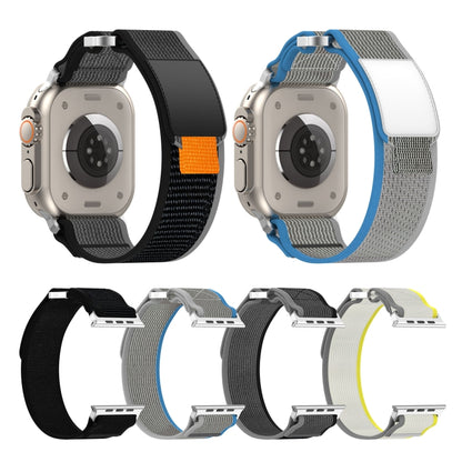 For Apple Watch Ultra 49mm Double Hook and Loop Faster Nylon Watch Band(Black+Grey) by buy2fix