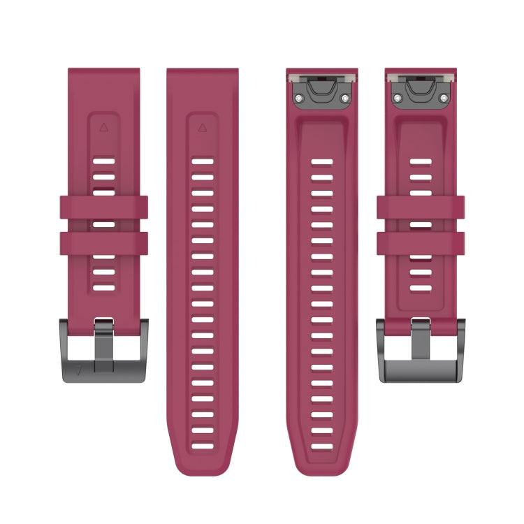 For Garmin Descent G1 / G1 Solar Solid Color Black Buckle Silicone Quick Release Watch Band(Wine Red) - Watch Bands by buy2fix | Online Shopping UK | buy2fix