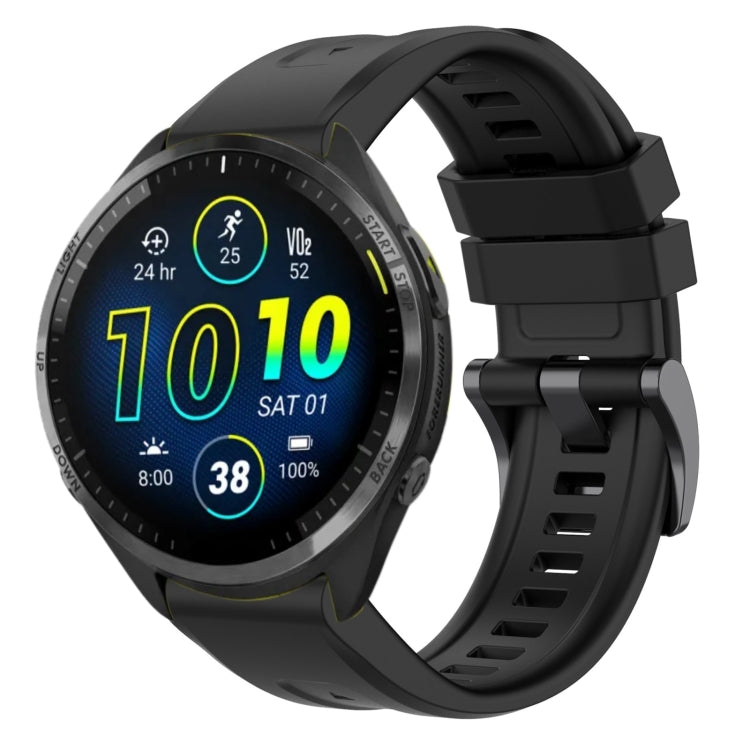 For Garmin Forerunner 965 / 955 / 945 / 935 Solid Color Black Buckle Silicone Quick Release Watch Band(Black) by buy2fix