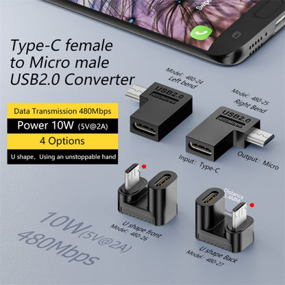 Type-C Female to Micro USB Male Adapter Data Charging Transmission, Specification:Type-C Female to Micro Male Right Bend by buy2fix