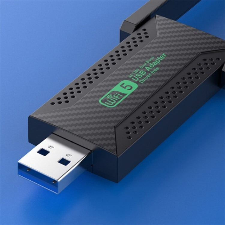 For Desktop PC Laptop Dual Band Driver-Free USB3.0 5G 1200Mbps WiFi Wireless Adapter by buy2fix