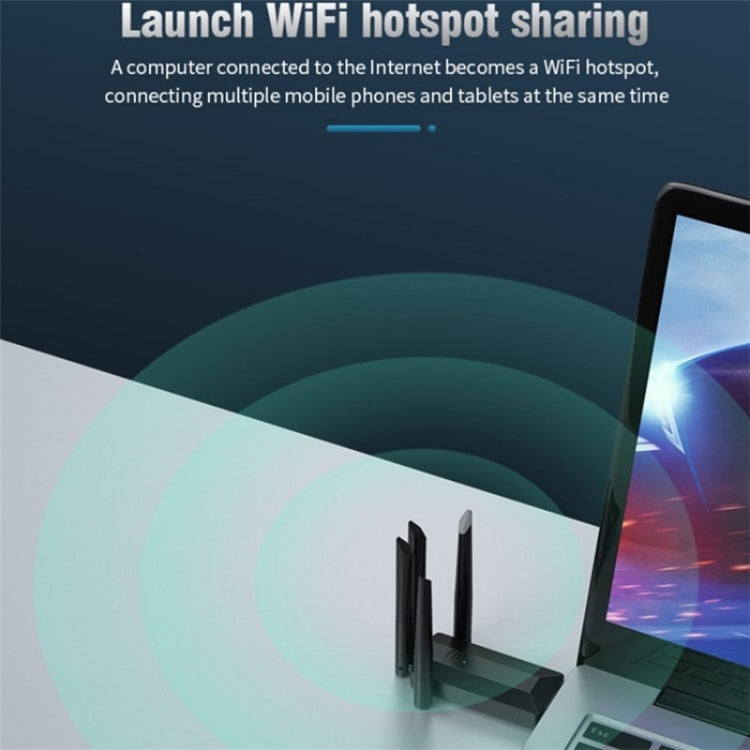 4-Antennas Dual-Band Driver-Free USB3.0 High-Speed Wireless Computer Network Adapter by buy2fix