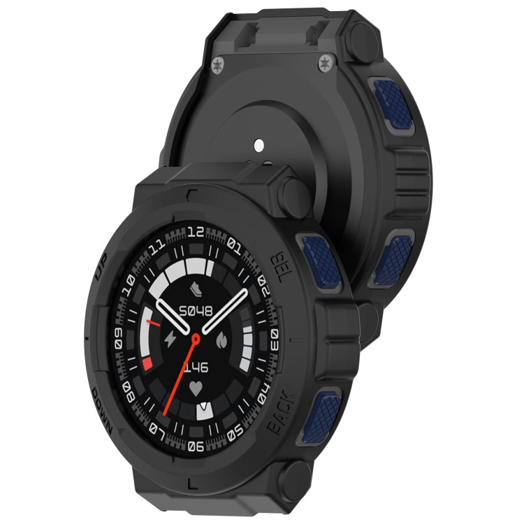 For Amazfit Active Edge A2212 Armored Hollow Half Pack TPU Watch Protective Case(Black) - Watch Cases by buy2fix | Online Shopping UK | buy2fix