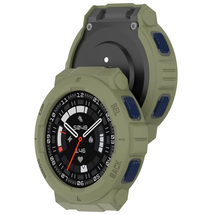 For Amazfit Active Edge A2212 Armored Hollow Half Pack TPU Watch Protective Case(Green) - Watch Cases by buy2fix | Online Shopping UK | buy2fix