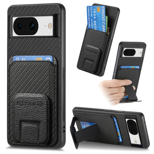 For Google Pixel 6 Carbon Fiber Card Bag Fold Stand Phone Case(Black)