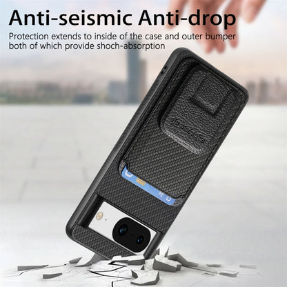 For Google Pixel 6 Pro Carbon Fiber Card Bag Fold Stand Phone Case(Black) by buy2fix