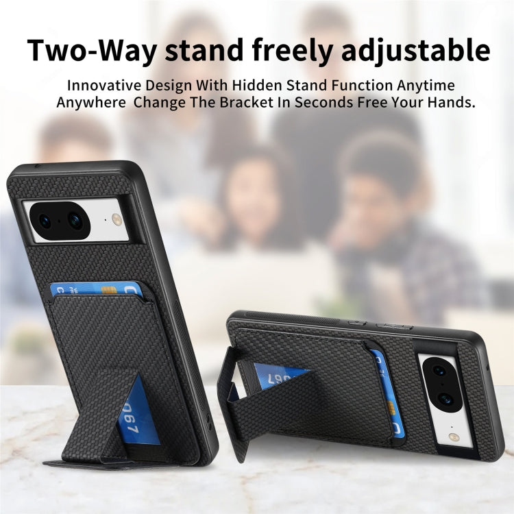 For Google Pixel 6 Pro Carbon Fiber Card Bag Fold Stand Phone Case(Black) by buy2fix