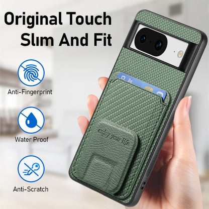 For Google Pixel 6 Pro Carbon Fiber Card Bag Fold Stand Phone Case(Green) by buy2fix
