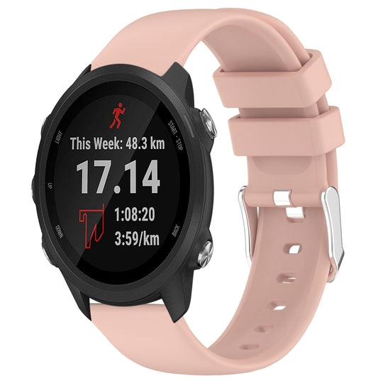 For Garmin Forerunner 245 Music 20mm Smooth Solid Color Silicone Watch Band(Pink)