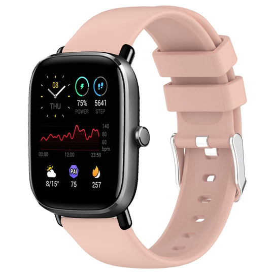 For Amazfit GTS 2 Mini 20mm Smooth Solid Color Silicone Watch Band(Pink)