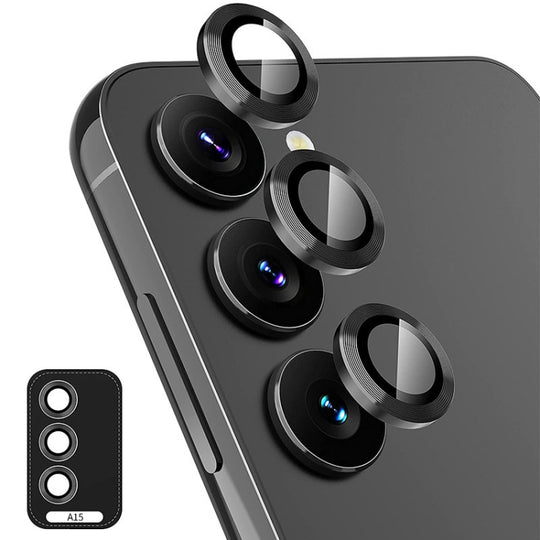 For Samsung Galaxy A15 4G / 5G ENKAY Hat-Prince 9H Rear Camera Lens Aluminium Alloy Tempered Glass Film(Black)