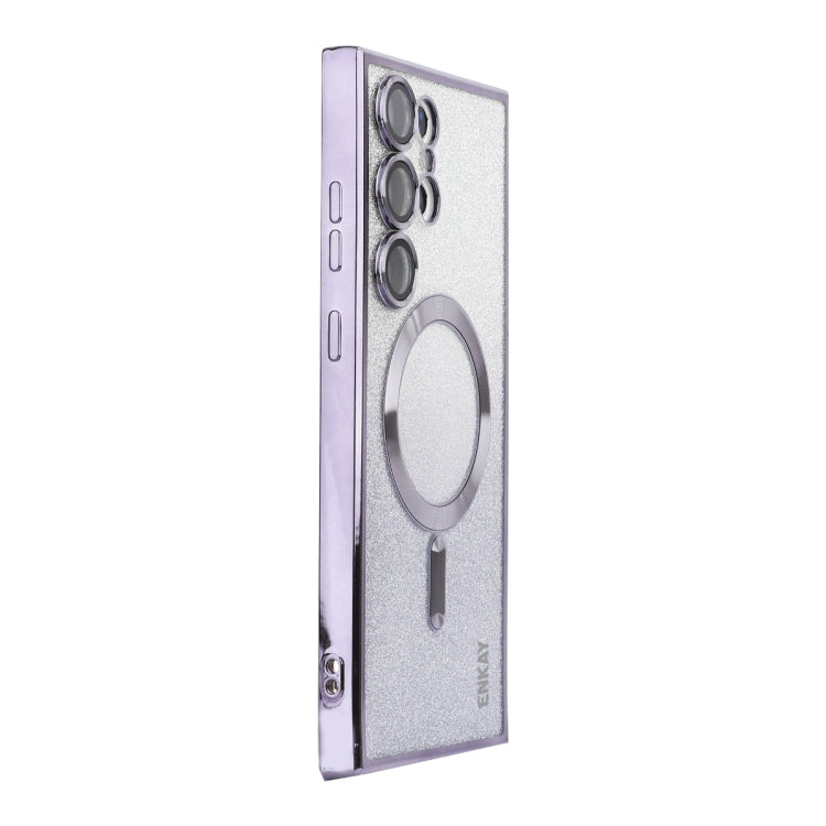 For Samsung Galaxy S25 Ultra 5G ENKAY Hat-Prince Magnetic Glitter Plated TPU Phone Case with Lens Film(Purple) - Galaxy S25 Ultra 5G Cases by ENKAY | Online Shopping UK | buy2fix