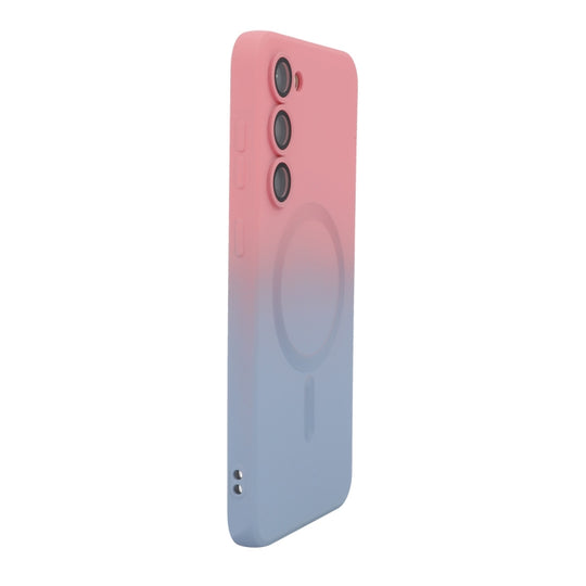 For Samsung Galaxy S23 5G ENKAY Hat-Prince MagSafe Rainbow Gradient Silicone Phone Case with Lens Film(Pink Blue)