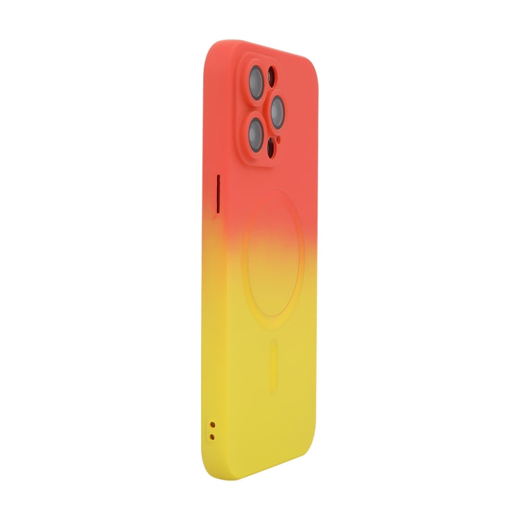 For iPhone 13 Pro ENKAY Hat-Prince MagSafe Rainbow Gradient Silicone Phone Case with Lens Film(Orange Yellow) by ENKAY