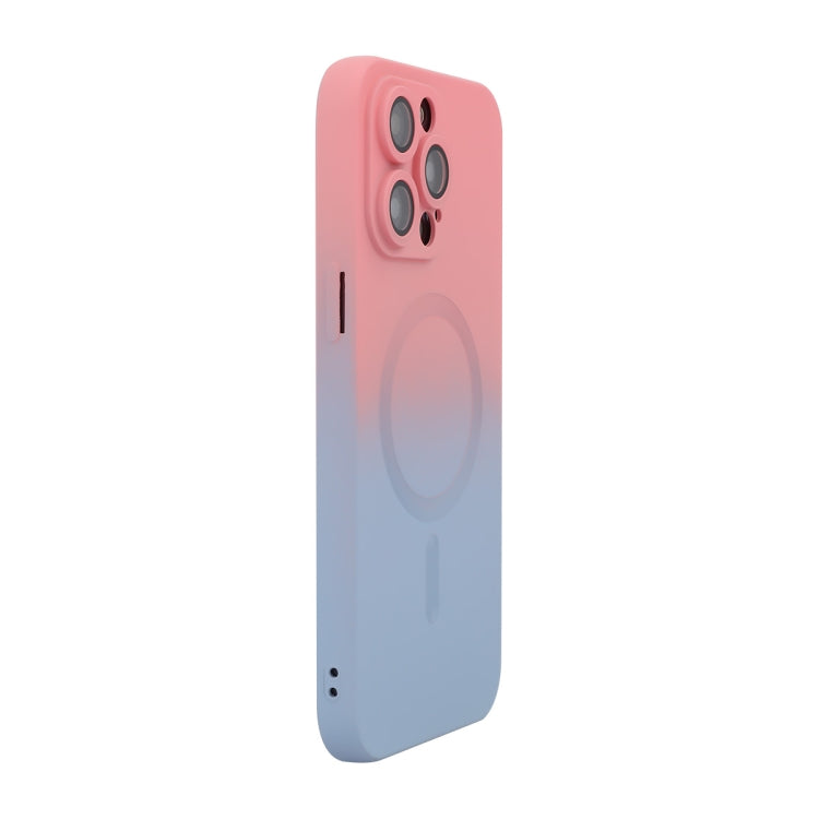 For iPhone 13 Pro ENKAY Hat-Prince MagSafe Rainbow Gradient Silicone Phone Case with Lens Film(Pink Blue) by ENKAY