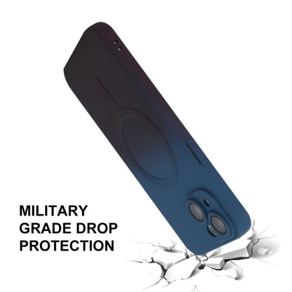 For iPhone 14 ENKAY Hat-Prince MagSafe Rainbow Gradient Silicone Phone Case with Lens Film(Dark Blue) by ENKAY